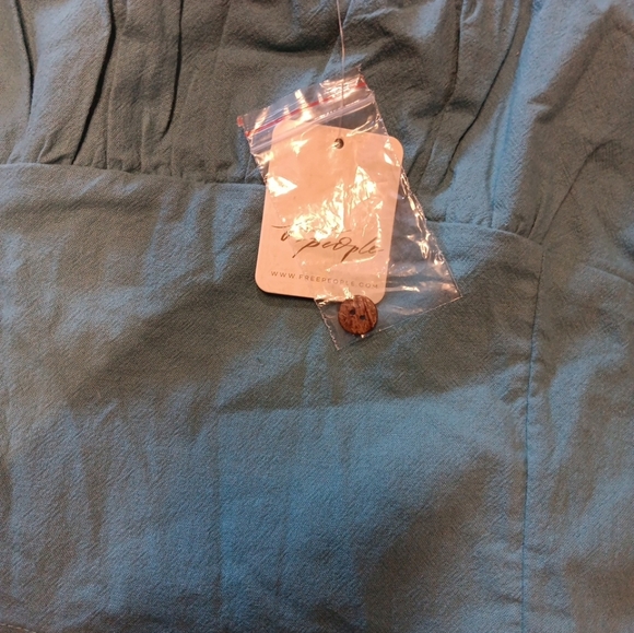 Free People Blue Ruffled Cap Sleeve Crop Top New - Picture 2 of 4